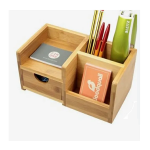 Bamboo Desk Organizer with Drawers for Home Office and Dorm Table Top Shelf Desktop