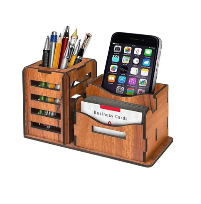 Bamboo Desk Organizer with Drawers for Home Office and Dorm Table Top Shelf Desktop