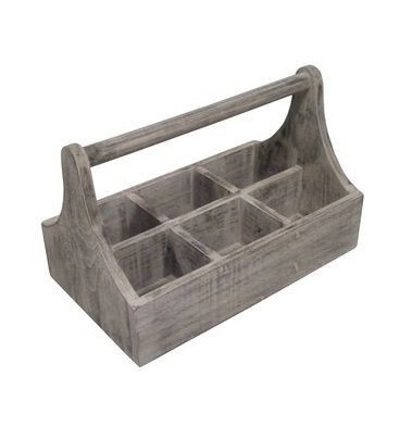 Kitchenware New Squared Wooden 4 compartment cutlery holder wooden caddy with metal hanger