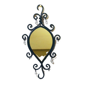 Nordic home decor bathroom dormitory makeup wrought iron hanging Black wall mirror decorative