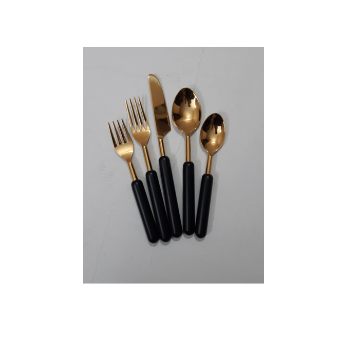 5 Pcs PVD Gold Cutlery with High Quality Clear Acrylic Handle Luxury Designer Stainless Steel Flatware Set For Hotel & wedding