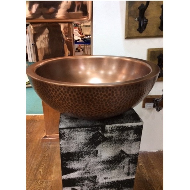 counter stop wash copper hammered sink basin for kitchen & bathroom