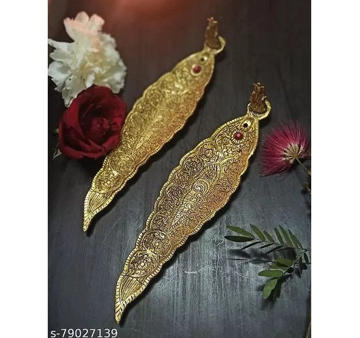 Solid New Aluminum antique leaf designer incense holder ash catcher home decorative incense burner