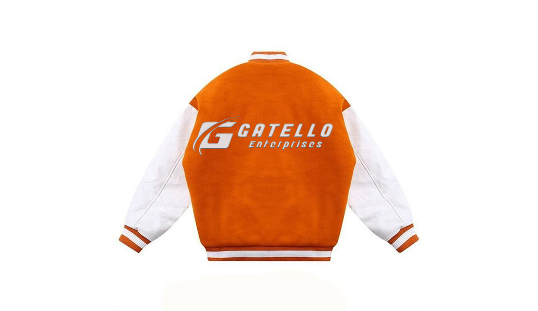 Custom Logo Wool Chenille Embroidery Baseball Letterman Jackets Men Vintage Blank Orange Leather Sleeve Varsity Jacket baseball