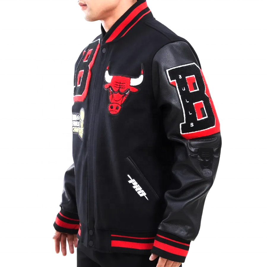 Custom Wholesale Cheap price Polyester Satin Varsity Bomber Baseball Winter Jacket Lakers Jacket Bulls Jacket