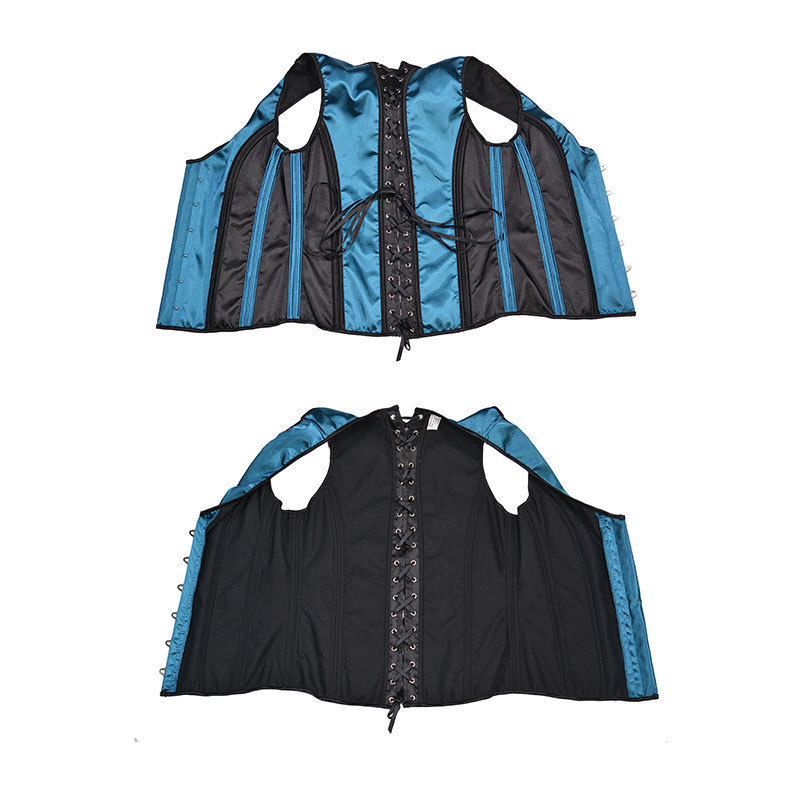 Male Blue Corset Body Shaping Vest Slimm Body Tight Tops Costume