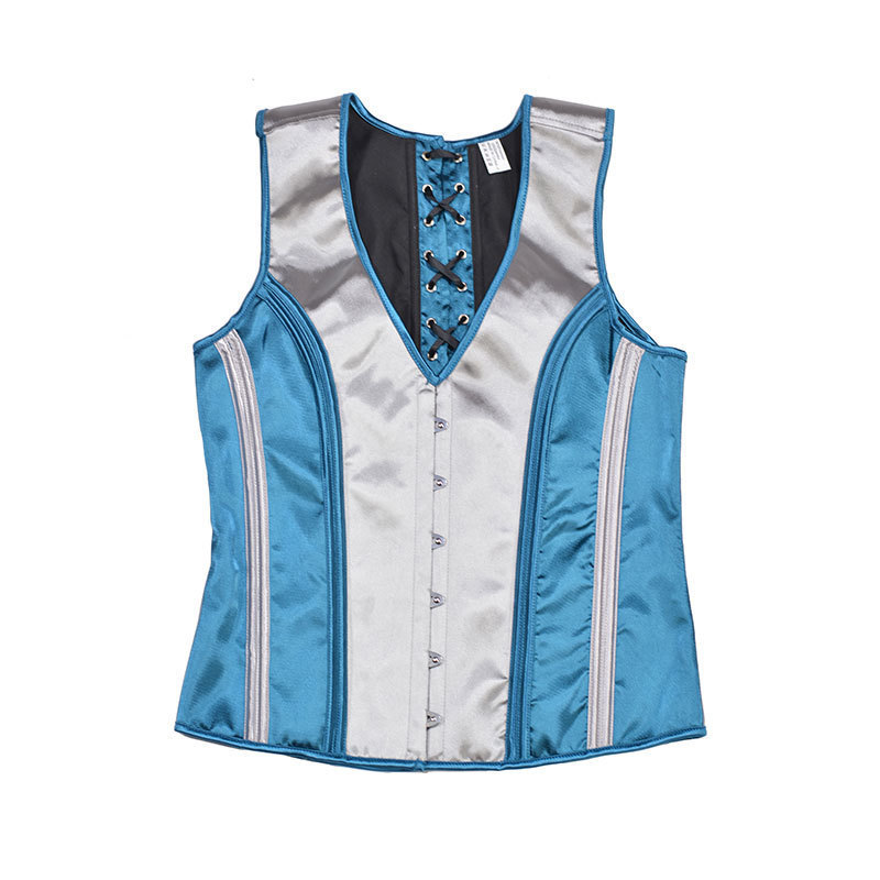 Male Blue Corset Body Shaping Vest Slimm Body Tight Tops Costume