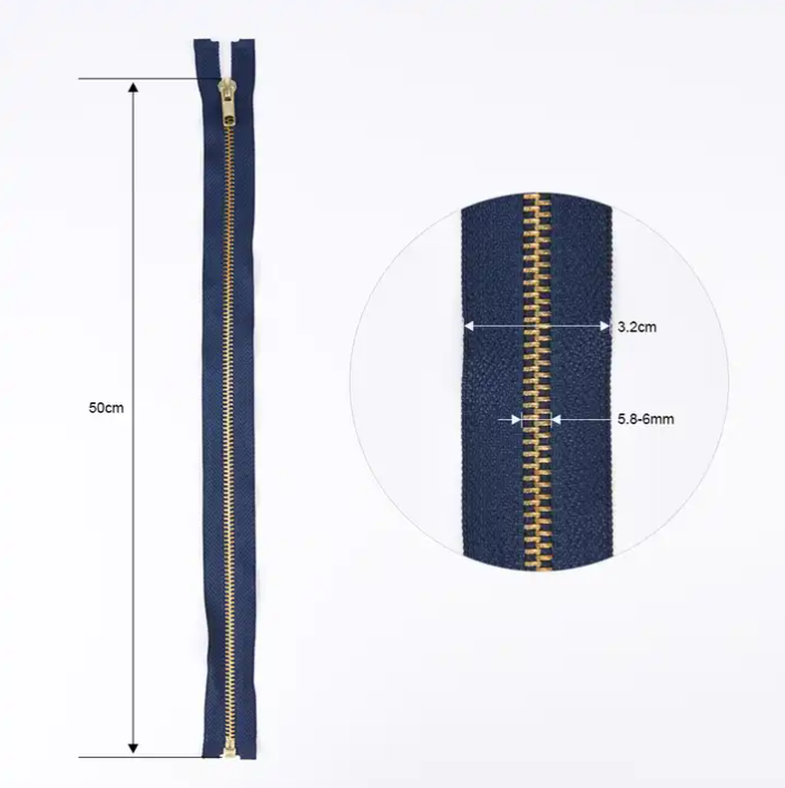 Wholesale Factory ODM OEM #5 50cm Brass Zippers Open End Metal Zipper for Jeans Clothes