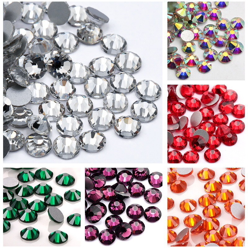 Hot Sale SS3-SS50 Bulk Rhinestones Wholesale Glass Rhinestones Flat Back Non Hotfix Glitter Diamond Stone For Garment Nail ArtT