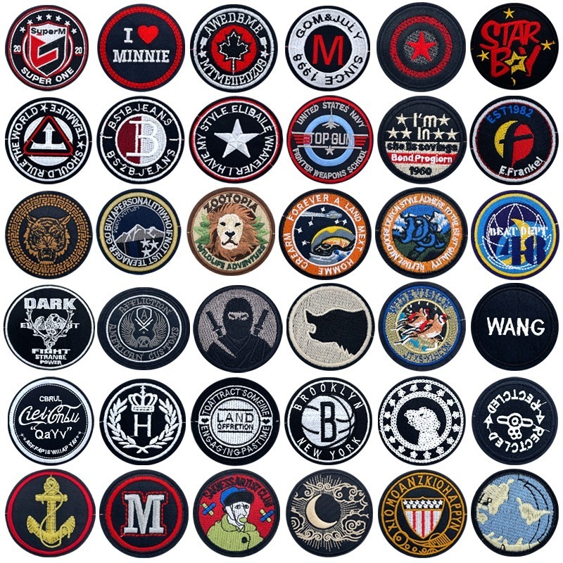 Custom Cool Morale Designer Hat Fabric Woven Full Embroidered Logo Iron On Embroidery Badges Patches for Jackets Hats Clothing