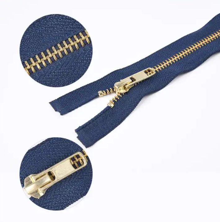 Wholesale Factory ODM OEM #5 50cm Brass Zippers Open End Metal Zipper for Jeans Clothes