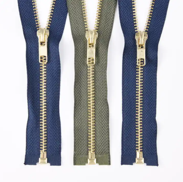 Wholesale Factory ODM OEM #5 50cm Brass Zippers Open End Metal Zipper for Jeans Clothes