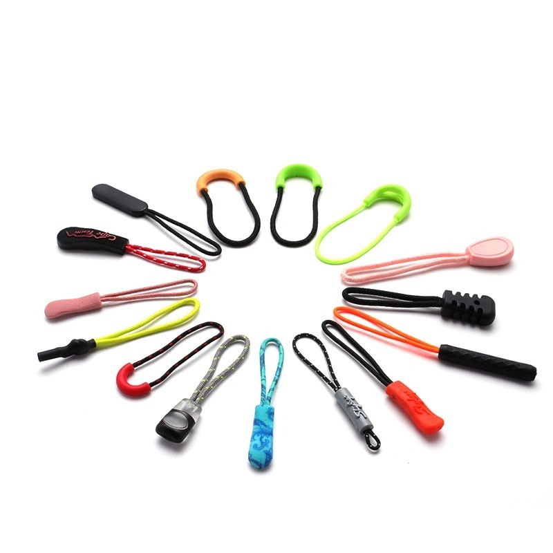 Slider Rubber String Custom Zipper Pulls Replacement For Clothing Bag Silicone Zip Puller With Logo Zipper Slider String