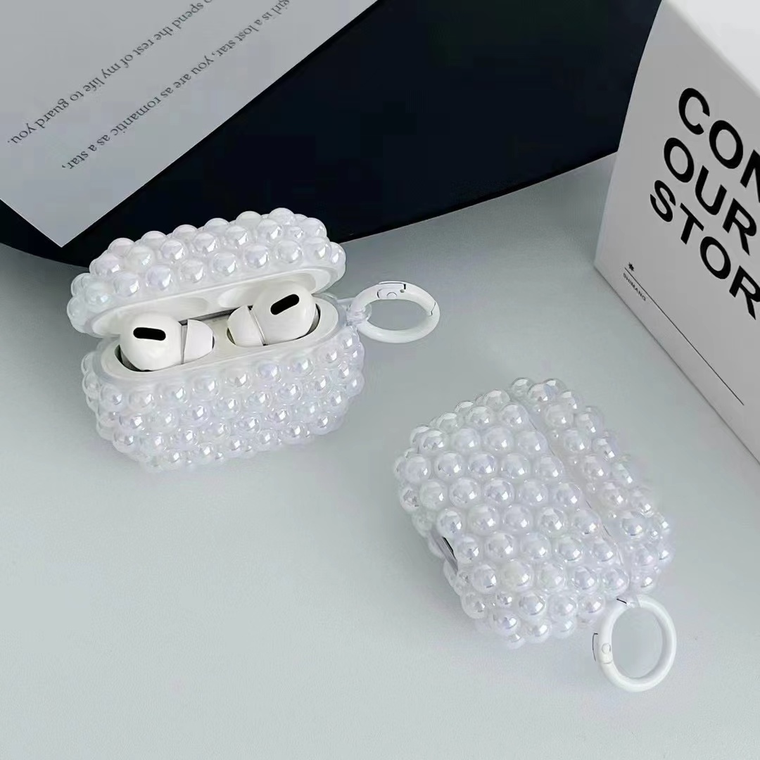 New Diamond Handmade Pearls Earphone Cover Luxury Design Fashion ABS Headphone Case For Apple Airpod 1 3 2 Pro Woman's Headphone