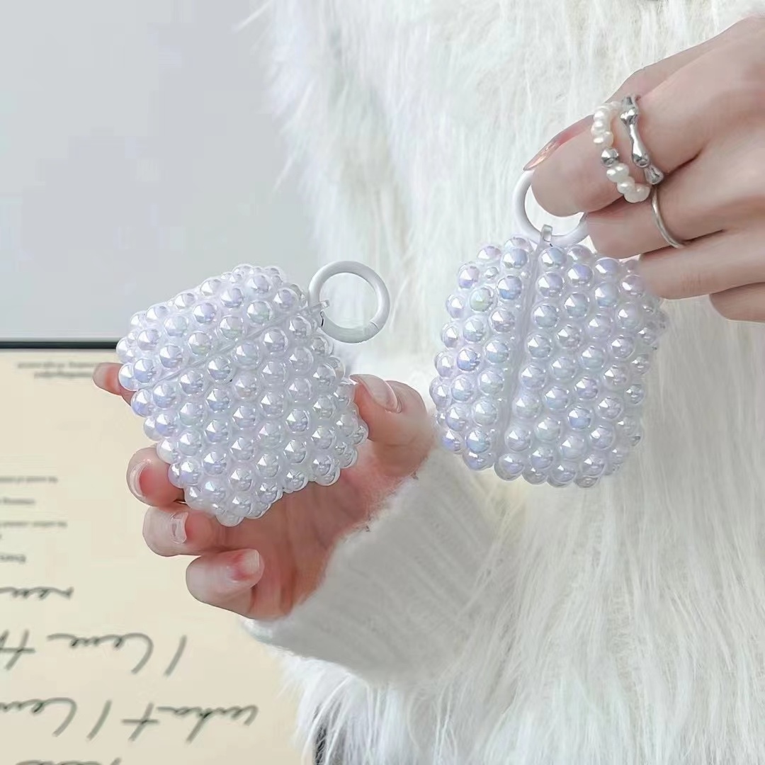 New Diamond Handmade Pearls Earphone Cover Luxury Design Fashion ABS Headphone Case For Apple Airpod 1 3 2 Pro Woman's Headphone