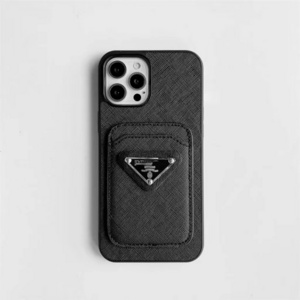 Luxury cell phone case Slim Fit PU Leather Phone Case Metal logo leather card bag anti drop case for iPhone 15 14 13 Pro Max