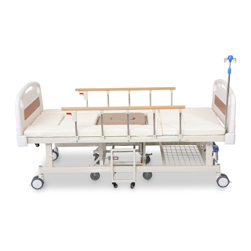 5 function manual adjustable elderly home nursing medical hospital wheelchair cum bed with toilet