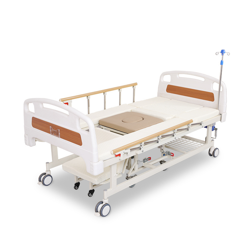 5 function manual adjustable elderly home nursing medical hospital wheelchair cum bed with toilet