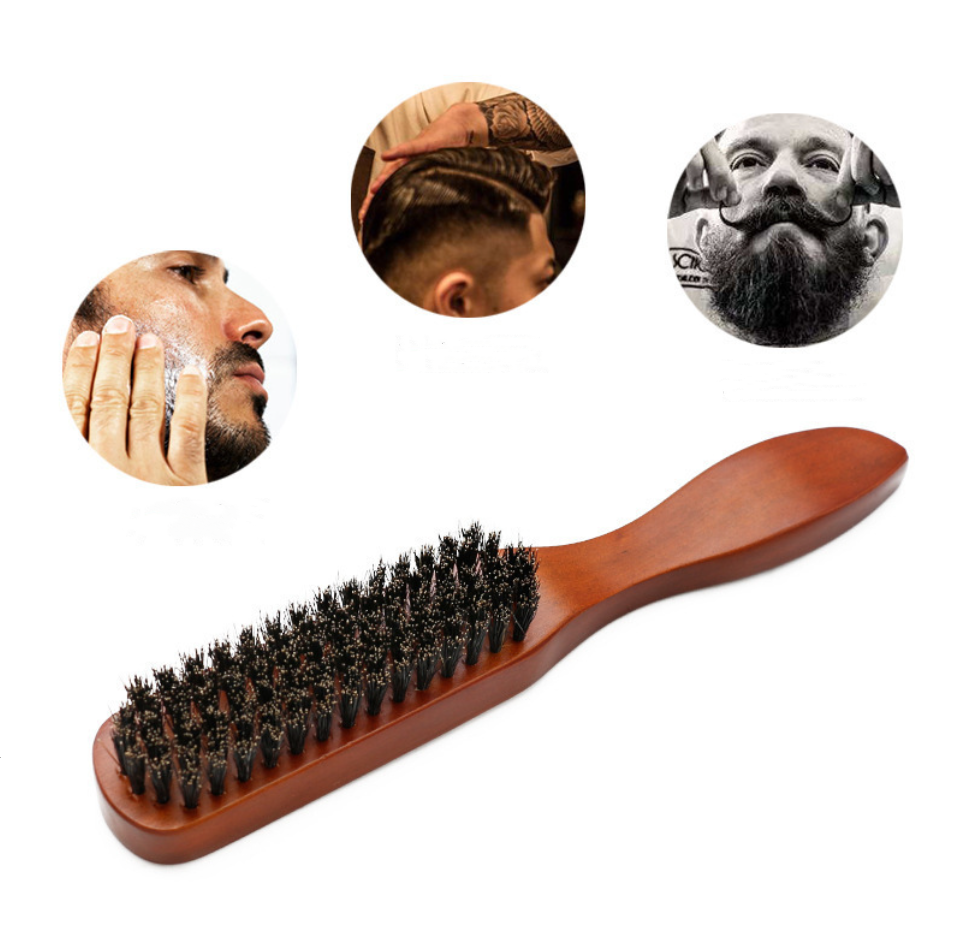 100% Pure Firm Boar Bristles Natural Firm Hog Hair Beard Mustache Brush