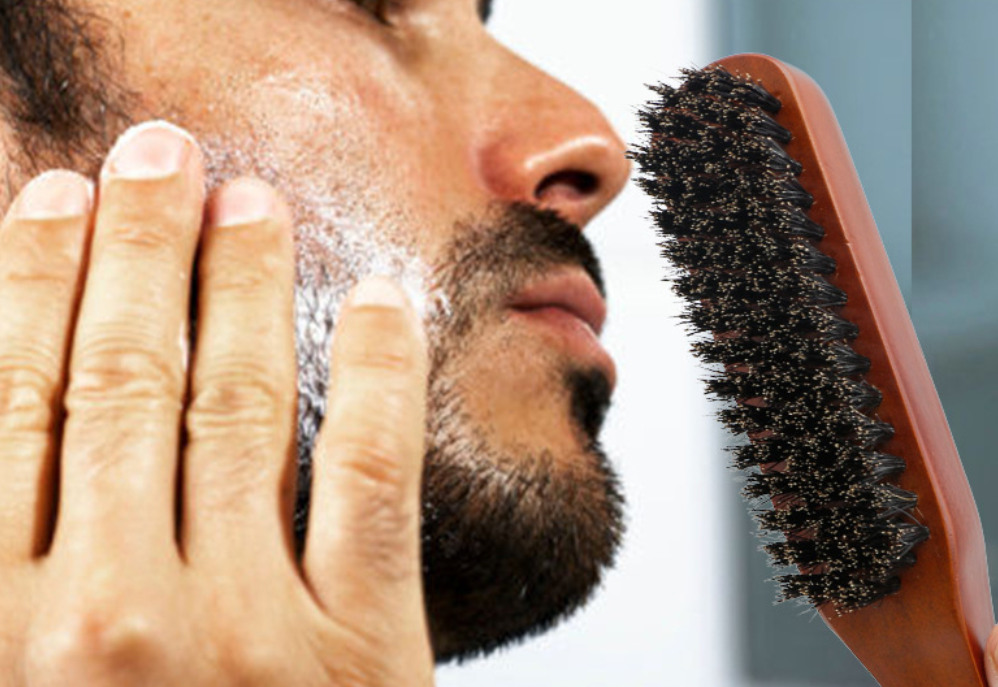 100% Pure Firm Boar Bristles Natural Firm Hog Hair Beard Mustache Brush