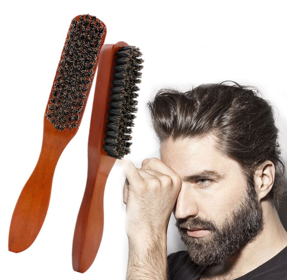 100% Pure Firm Boar Bristles Natural Firm Hog Hair Beard Mustache Brush