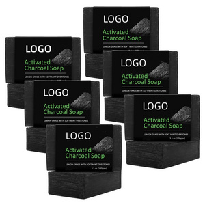 Private Label 100g Black Soap Facial Soothing Cleansing Activated Bamboo Charcoal Soap for Face and Body