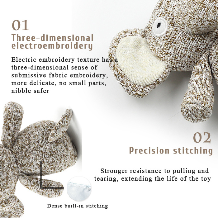 Stock Animal Designer Stuffed Plush Wholesale Dog Toys Knit Cute Elephant Rabbit Chew Pet Squeak Toys