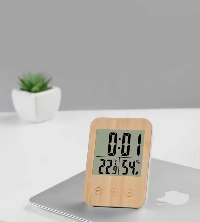 Retro Indoor Weather Wall Flip Flap Electronic Wooden Multifunctional Logo And Temperature Battery Bamboo Digital Alarm Clock