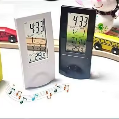 Digital Transparent See-Through Vertical LCD Desk Alarm Clock with Thermometer for Gift & Premium