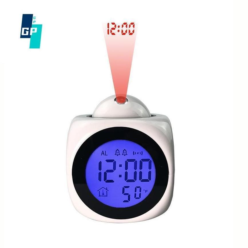 Creative LCD Projection Desk Clock English Voice Timekeeping Multi-function Alarm Clock with Temperature Display