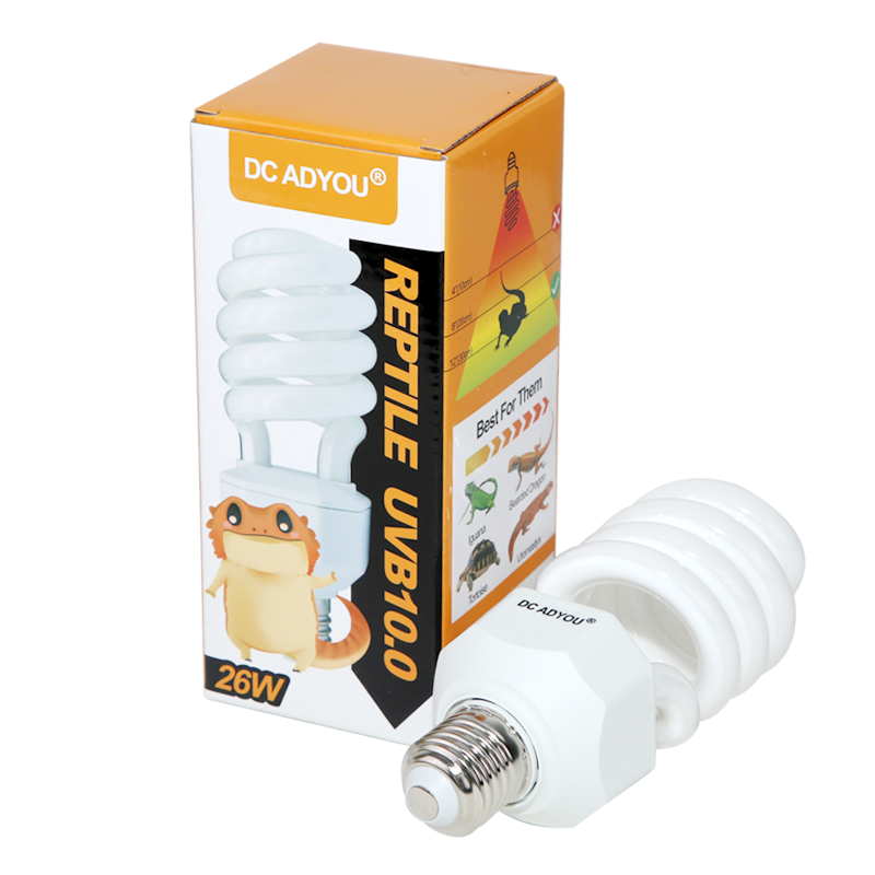 26W Reptile UVB 10.0 Desert Compact Fluorescent Lamp Bulb, Reptile UVB UVA CFL Light Bulb for bearded dragon