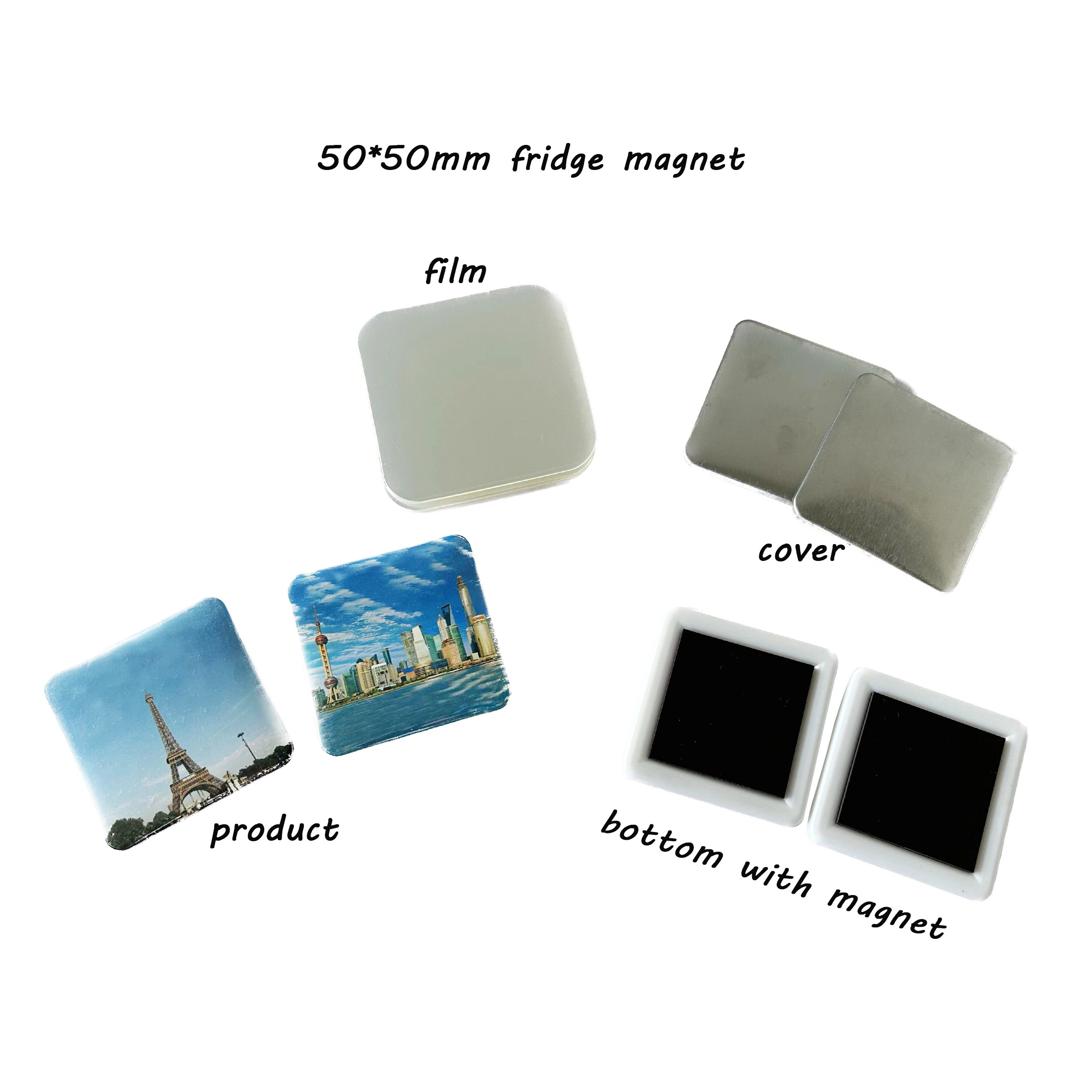 Square 50*50mm  Badge Making Machine+Cutter +1000 pcs Fridge Magnet Material