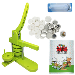 Wholesale DIY button maker 32mm badge making machine + paper cutter + 1000pcs 32mm pin badge parts