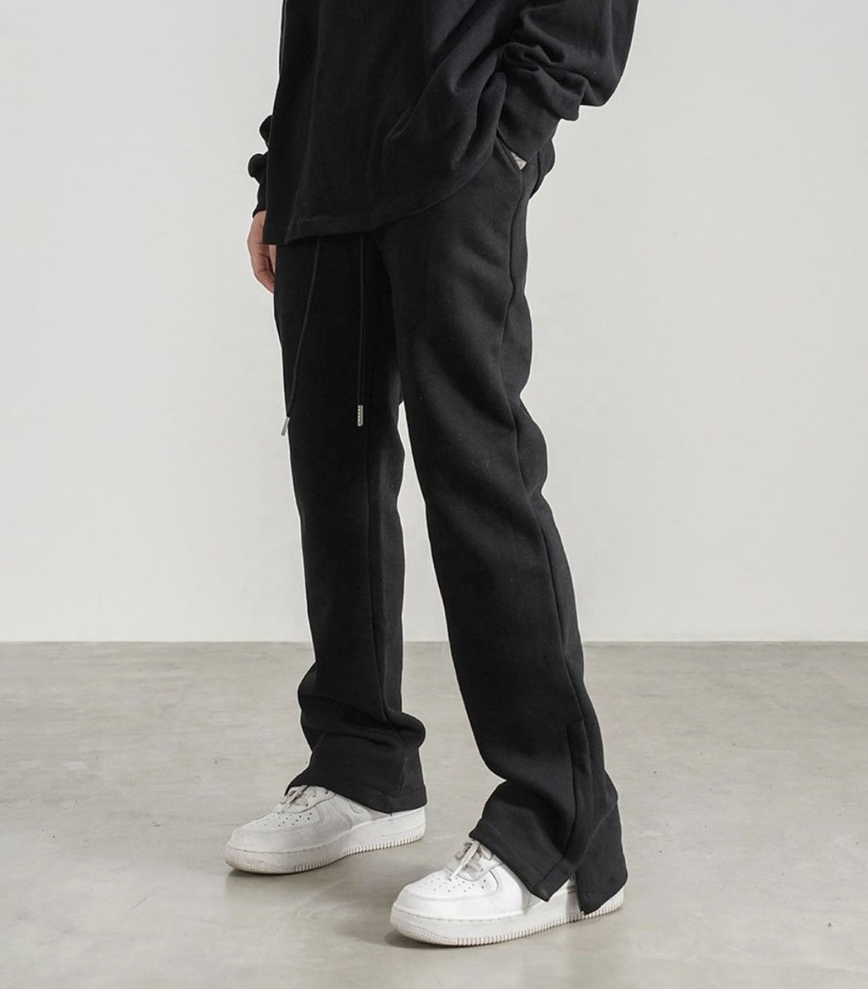 Dec Wholesale Jogger Pants Mens Drawstring Split Stack Trousers Custom French Terry Logo Flared Sweatpants Men