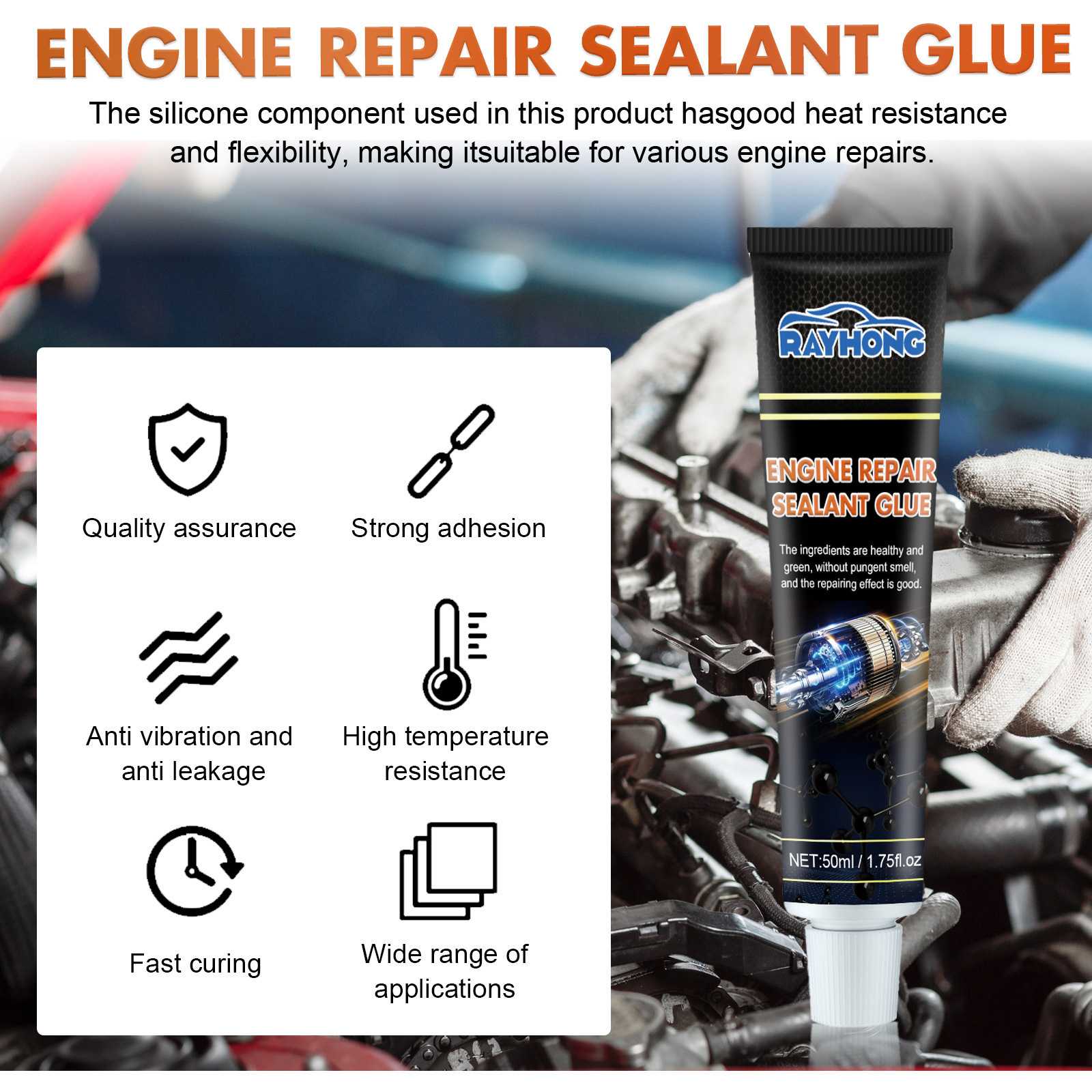 Silicone Car Engine Sealant Repair Adhesive Epoxy Resin Fast Drying Clear Liquid Resin Glue For Metal Acrylic Casting Adhesive