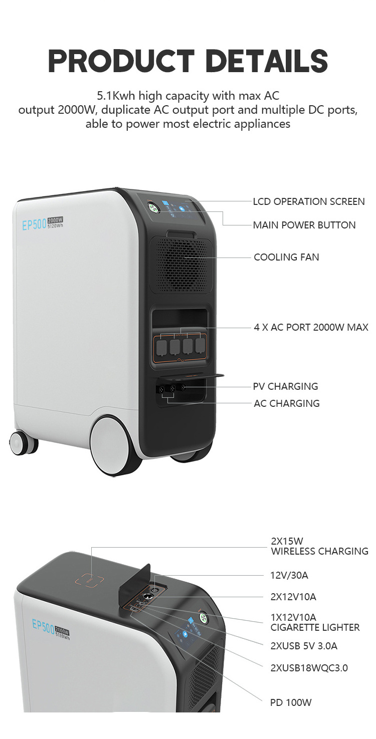 Generator Solar Portable Power Station 3kw For Electric Car Or Outdoor Electronics