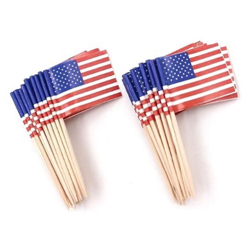 Biodegradable hamburger flag Disposable Bamboo toothpick Flag Disposable Bamboo cocktail Flag