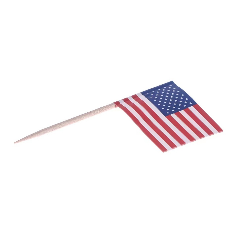 Biodegradable hamburger flag Disposable Bamboo toothpick Flag Disposable Bamboo cocktail Flag