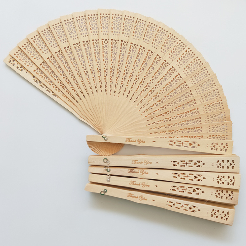 Chinese carved folding fragrance wood hand fan wedding fan