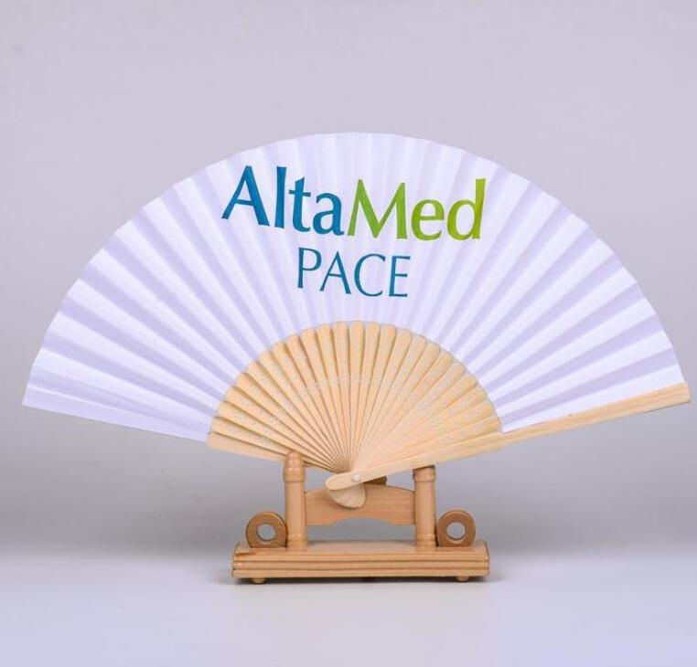 OEM  brand custom logo printed bamboo hand fan for advertising