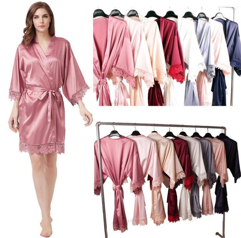 Factory Wholesales Wedding Silk Satin Lace Bridesmaid Robe for Bridal Party