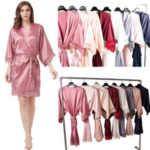 Factory Wholesales Wedding Silk Satin Lace Bridesmaid Robe for Bridal Party