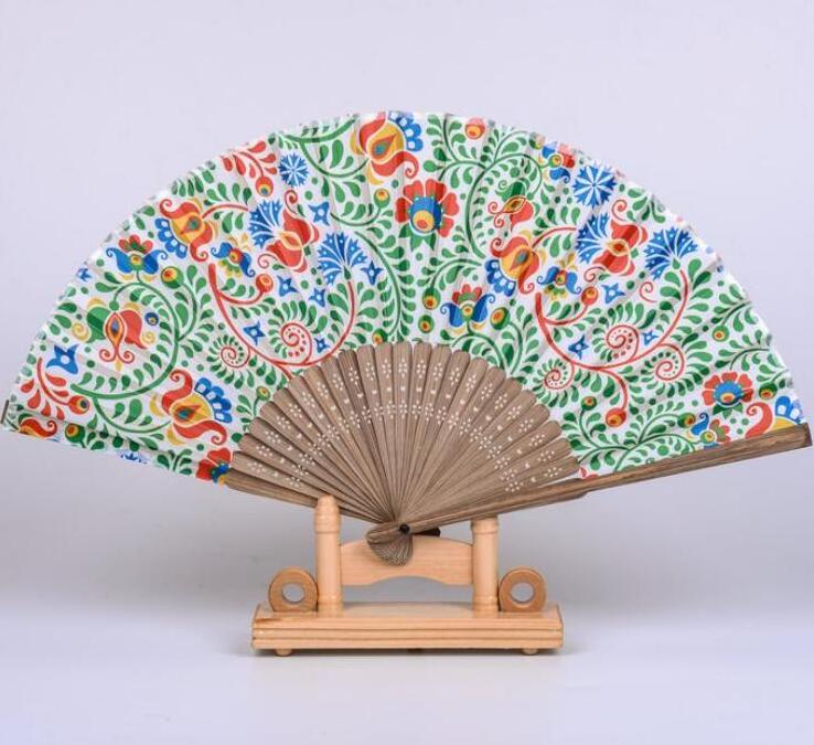 OEM  brand custom logo printed bamboo hand fan for advertising