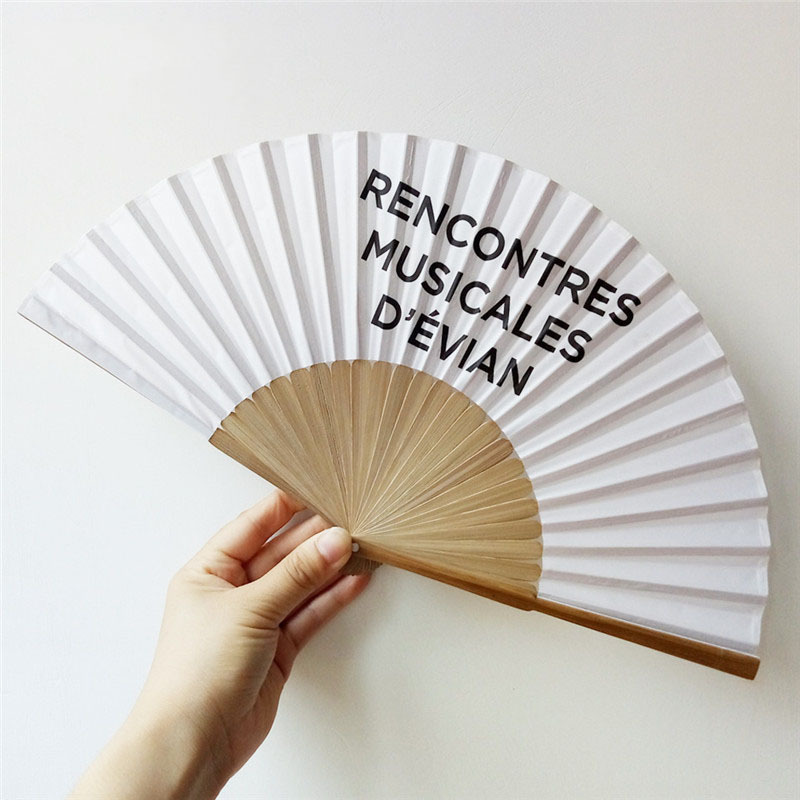 OEM  brand custom logo printed bamboo hand fan for advertising