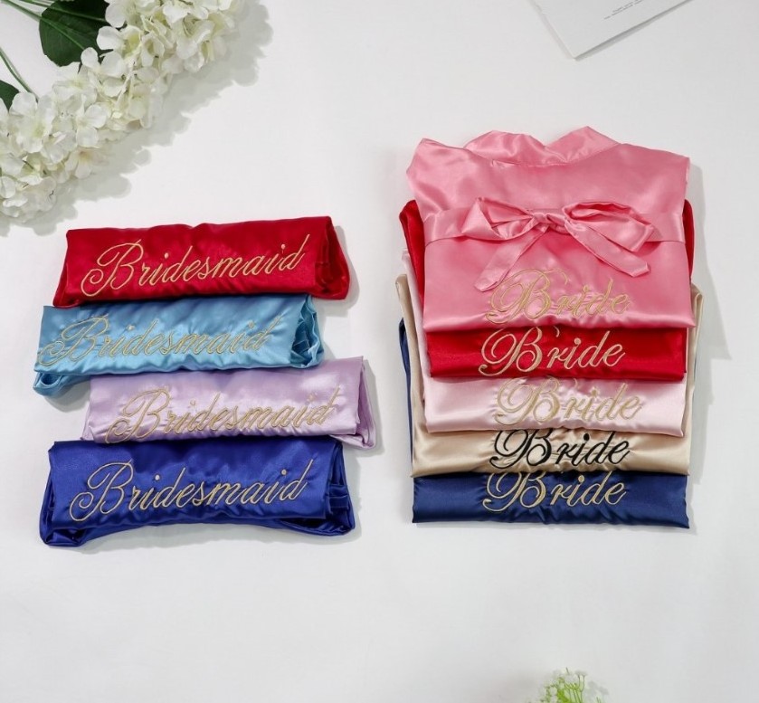 Solid Color Wholesale Customized Women Bridesmaid Silk Robes