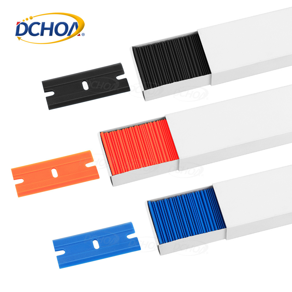 DCHOA Double Edged Plastic Razor Scraper Blades Sticker Glue Remover Tool