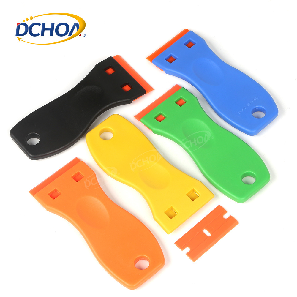 DCHOA Plastic Razor Blade Glass Car Scraper For Label Removal Tool Sticker Remover Scraper Tool