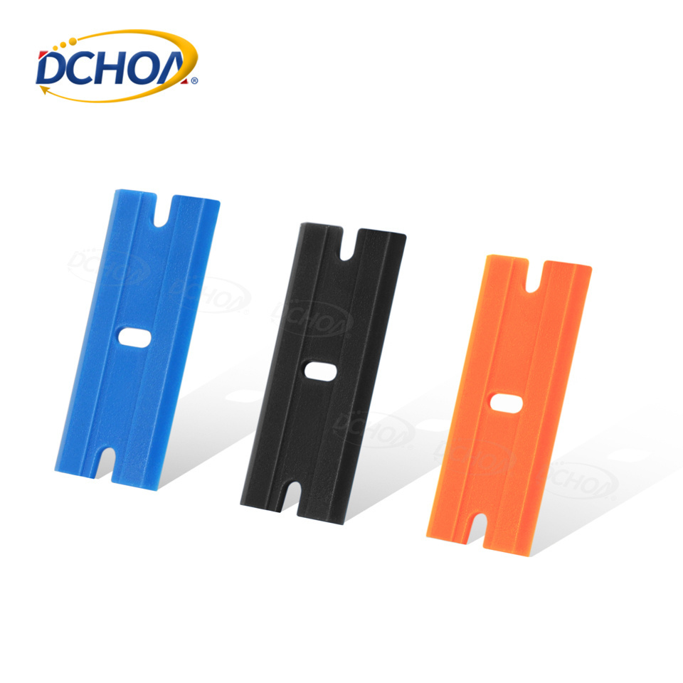 DCHOA 100pc Packed Cleaning Glass Tool Double Edged Plastic Razor Scraper Blade for Removing Label