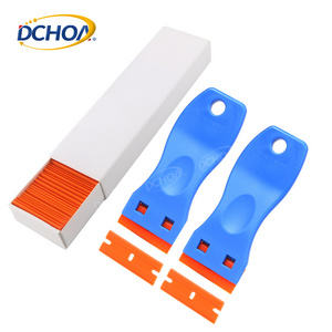 Vinyl plastic Tool Set 2 Pack Scraper With 100 Pack Double Edged Baldes Plastic Razor Blade Scraper