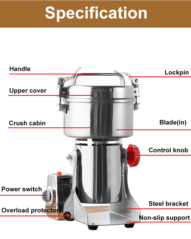 Made in China mini stainless steel cassava leaves green tea powder pulverizer turmeric flour mill machine grinding for home